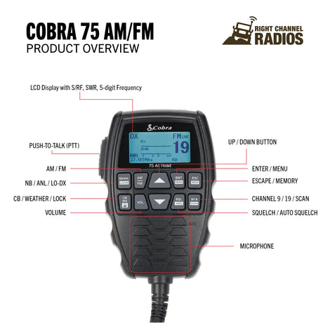 Cobra 75 AM/FM Functions and Controls | Right Channel Radios