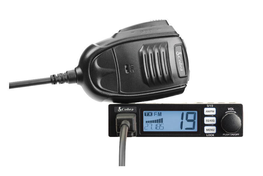 Cobra 19 MINI AM/FM dual-mode feature callout | Right Channel Radios