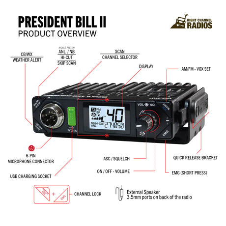 President Bill II Functions and Controls | Right Channel Radios
