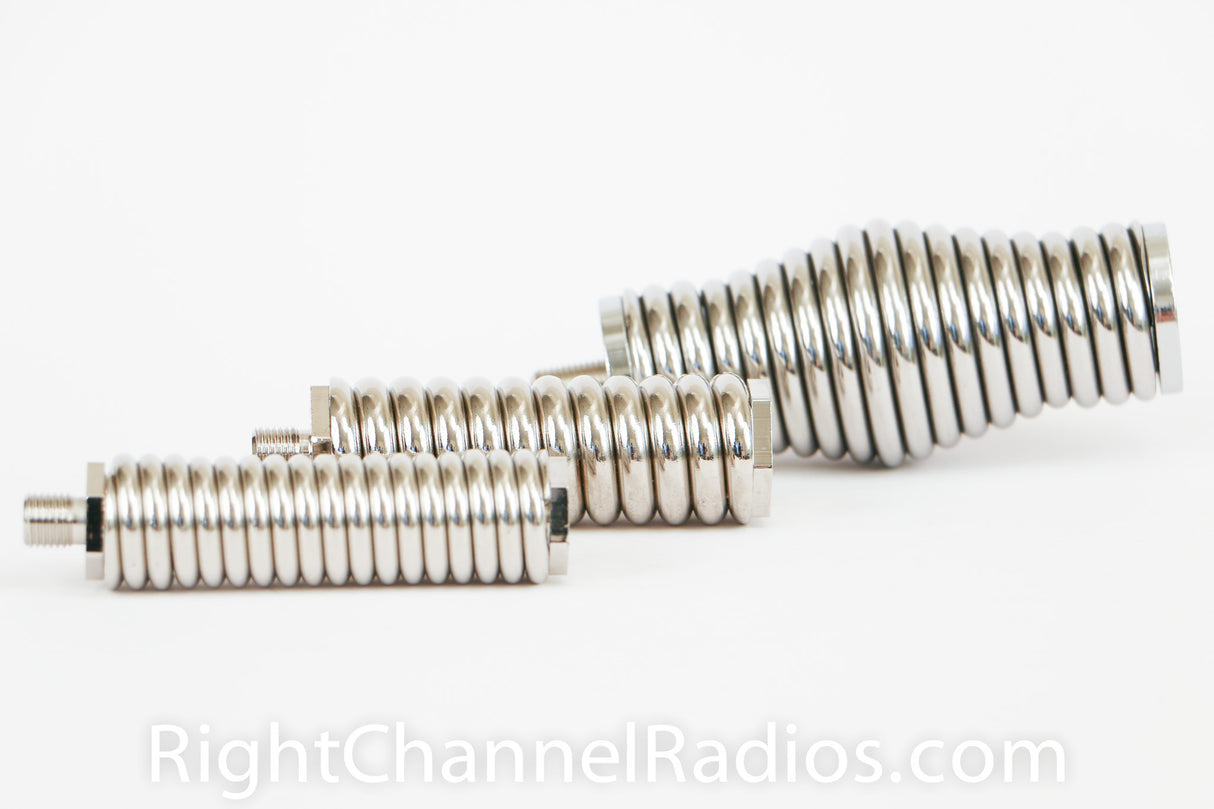 Medium, Heavy, & Super-Heavy-Duty CB Antenna Springs (Left to Right)