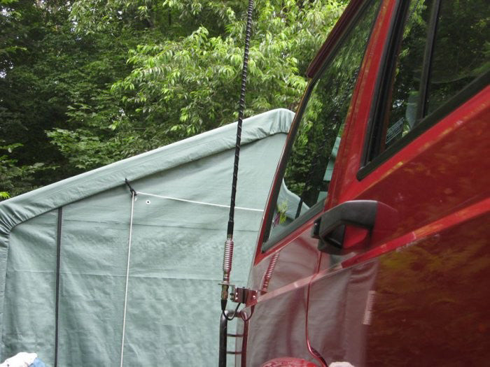 Firestik Door Jamb CB Antenna Mount Installed in Rear Hatch - Side View