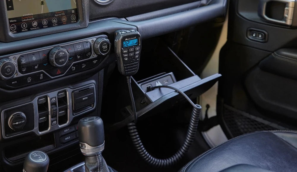 MXT575 GMRS Radio Installed in Glove Box | Right Channel Radios