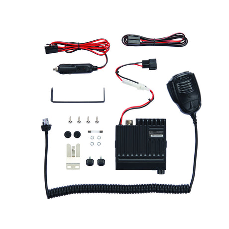 Cobra 19 MINI AM/FM radio, mic, bracket, 12V adapter and hardwire kit in the box | Right Channel Radios