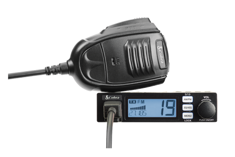 Cobra 19 MINI AM/FM dual-mode feature callout | Right Channel Radios