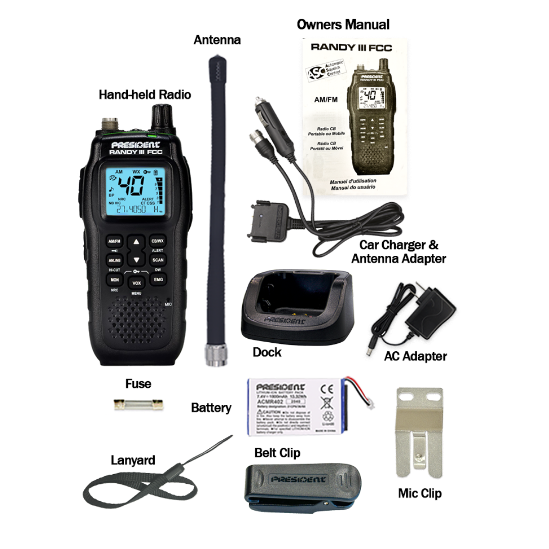 President Randy III CB Radio Included Parts | Right Channel Radios
