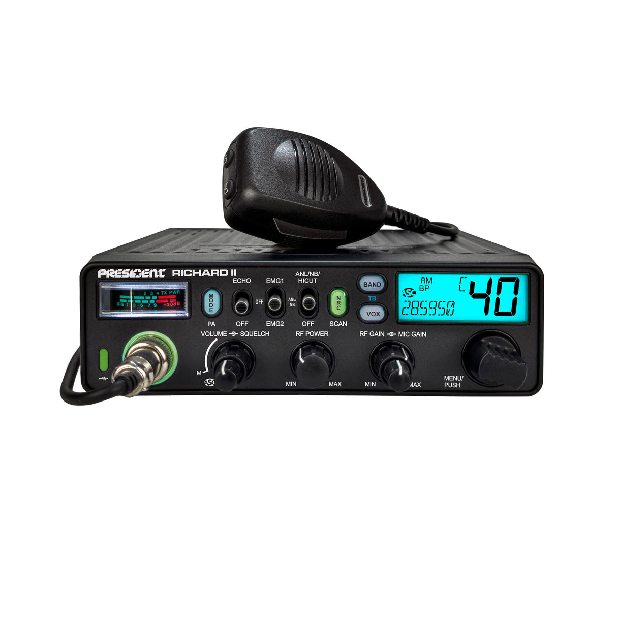President Richard II 10M Ham Radio Cyan Display | Right Channel Radios